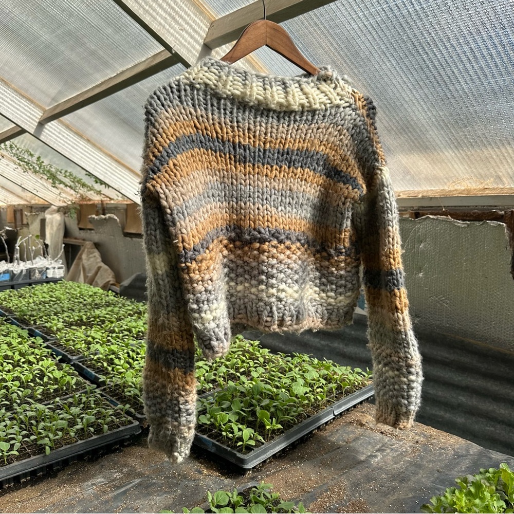 Handmade Hand Knit Chunky Striped Sweater